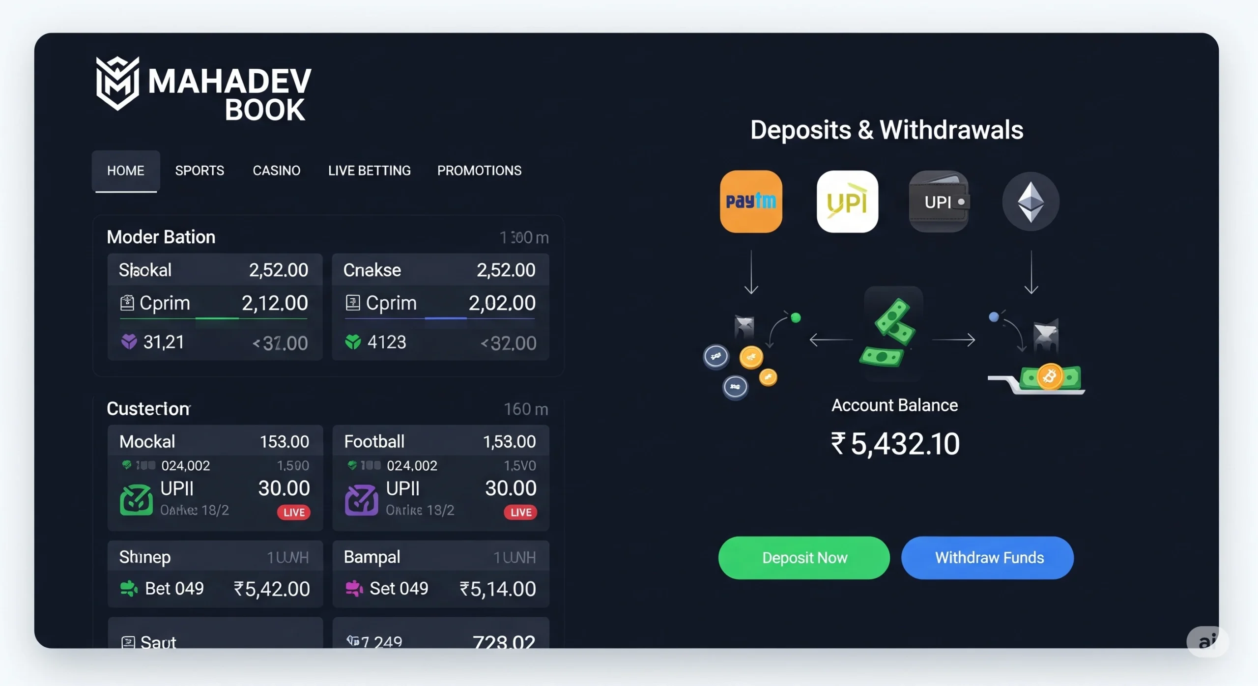Payments and transactions on Mahadev Book