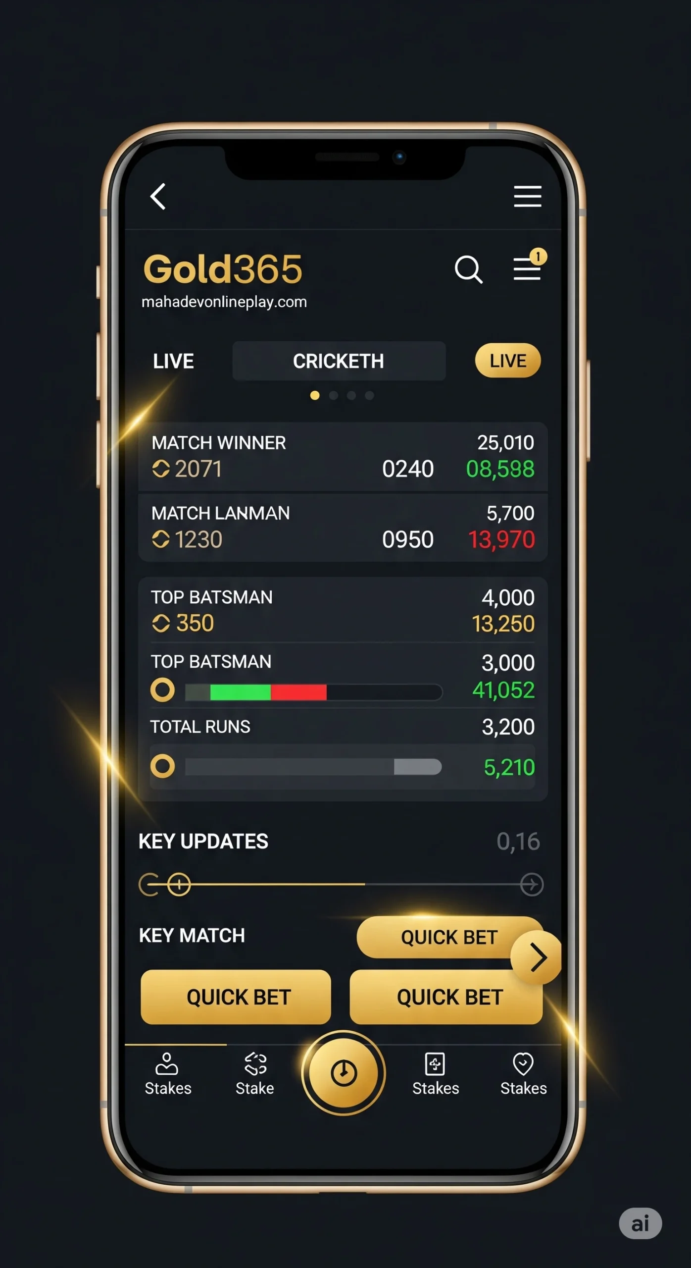 Gold365 App Live Betting Interface – Cricket & Casino on mahadevonlineplay.com
