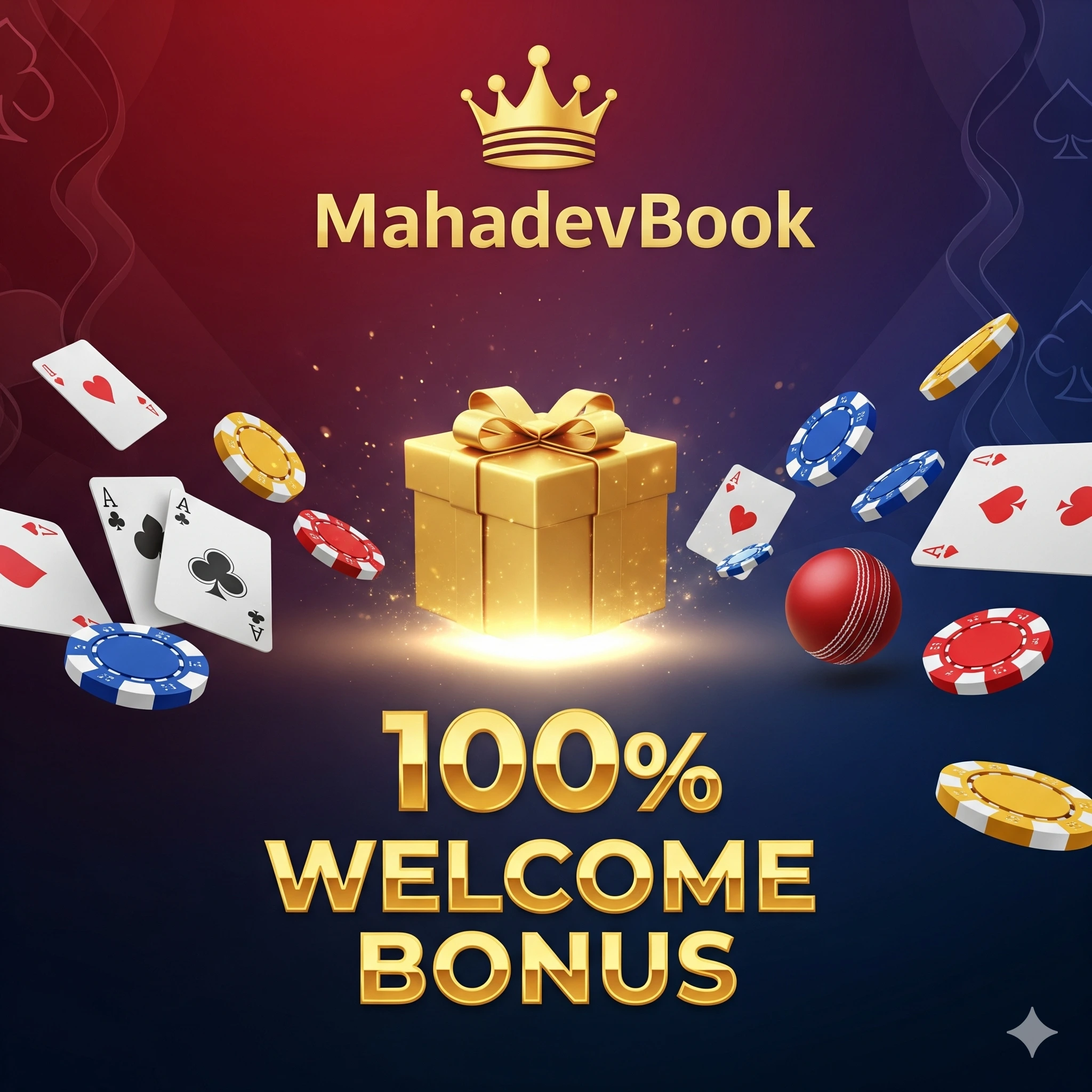 Mahadev Casino ID with poker, roulette and official golden logo