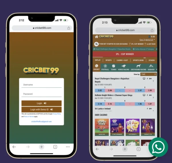 CricketBet9 Mahadev Book 2025 showing registration and login interface for new betting users.