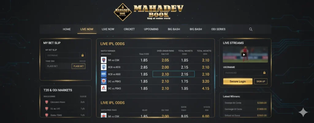 Online Cricket Betting ID – Mahadev Book live dashboard preview