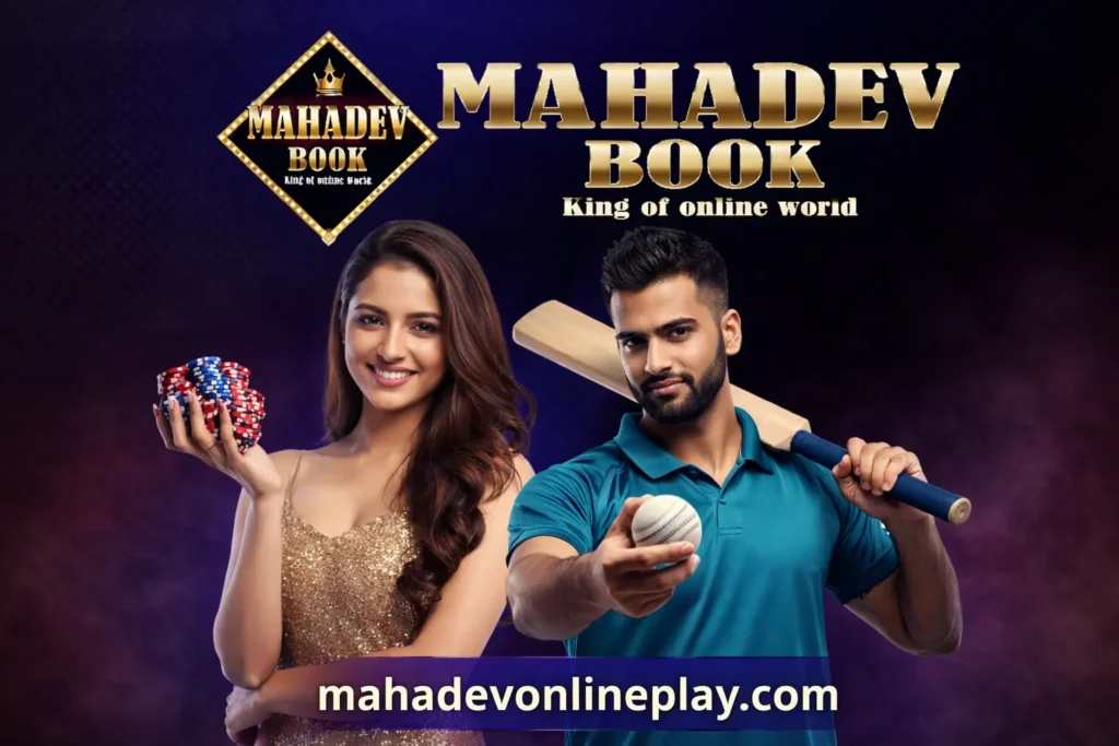 MahadevBook cricket and casino platform image showing live cricket betting and casino chips on mahadevonlineplay.com
