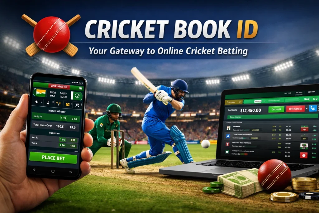 Cricket Book ID online betting dashboard with live match odds and secure login access