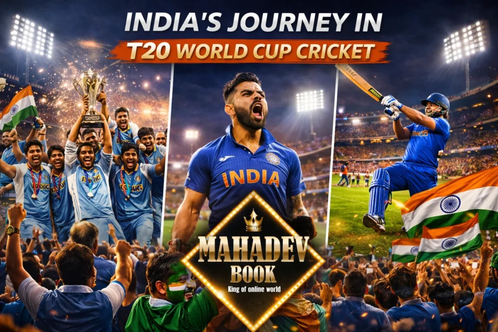 India cricket team celebrating T20 World Cup victory with fans in stadium