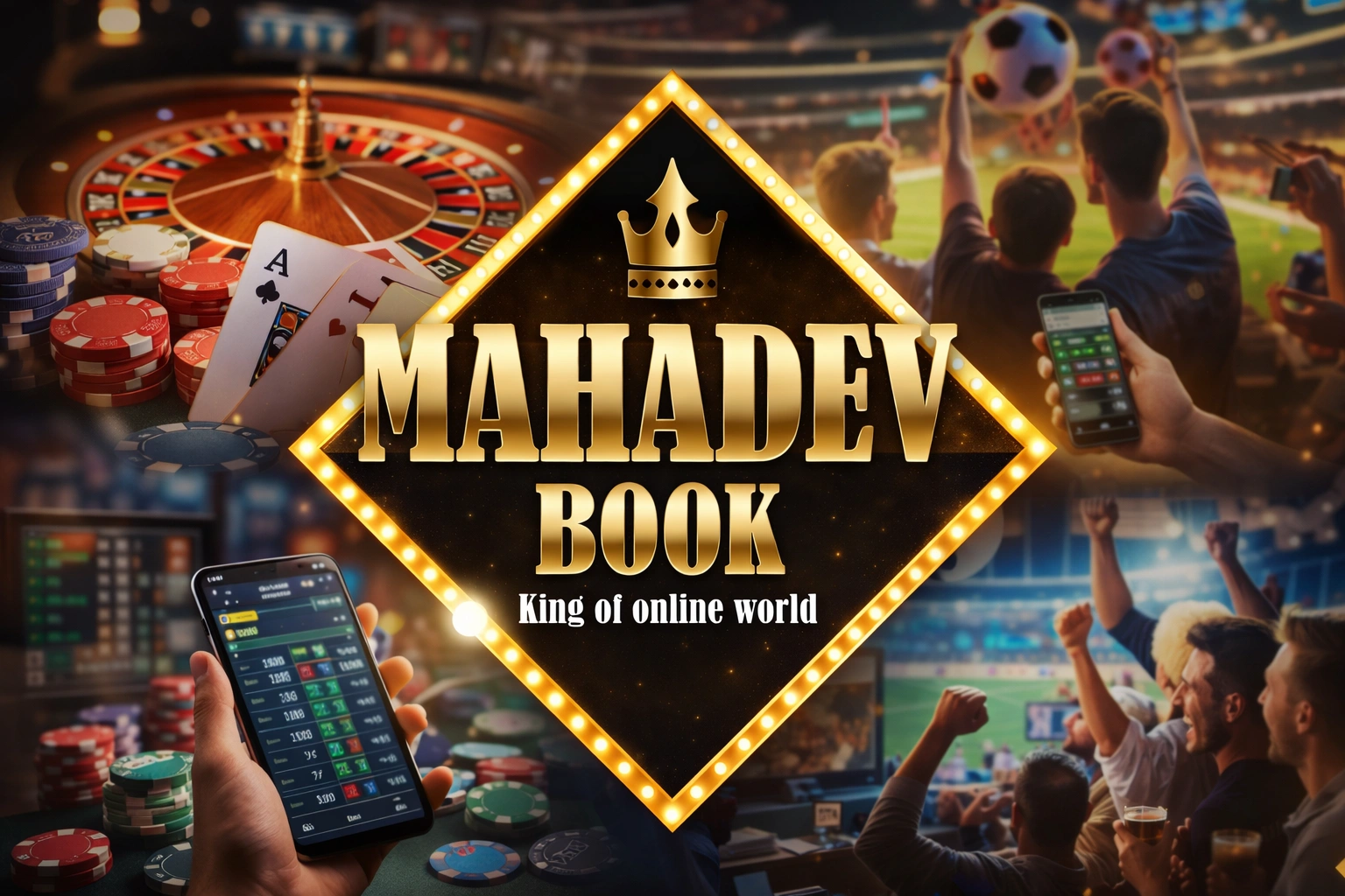 Mahadev Book betting games platform logo with casino and sports betting theme