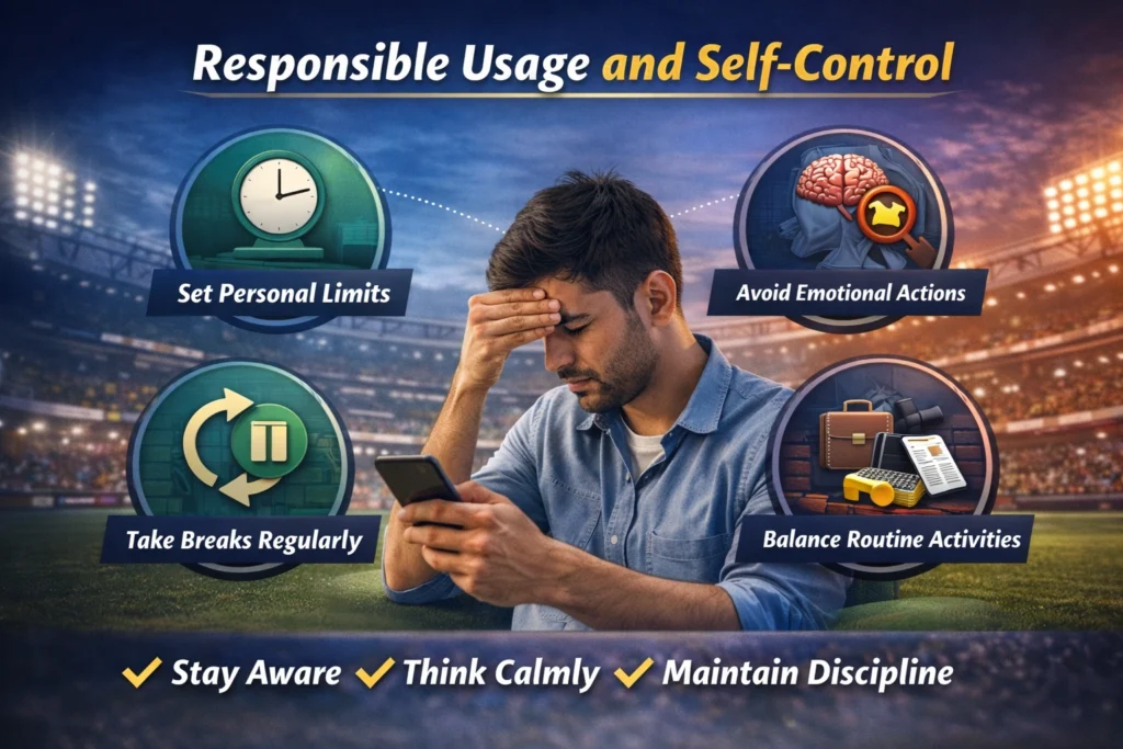 responsible usage and self control while using online cricket id infographic