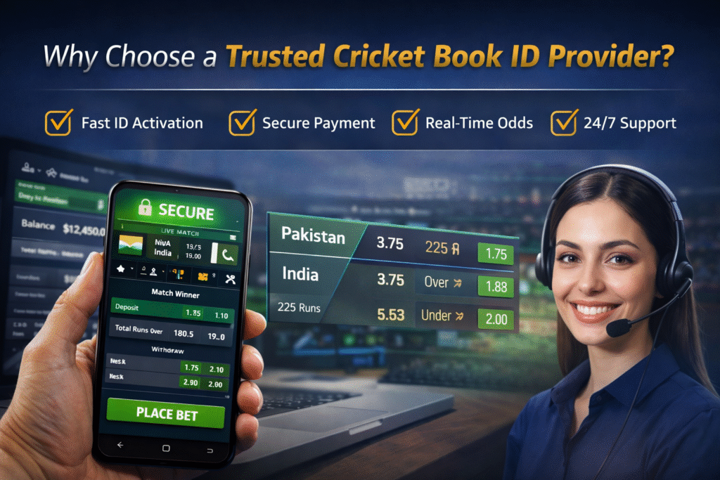 Trusted Cricket Book ID provider dashboard with secure payment and live betting interface
