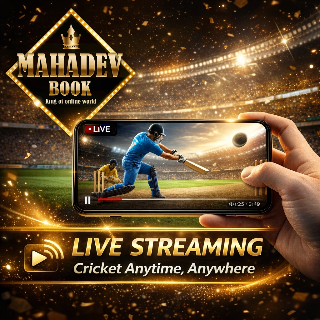 Mahadev Book live cricket streaming platform showing IPL match on mobile – watch cricket anytime anywhere