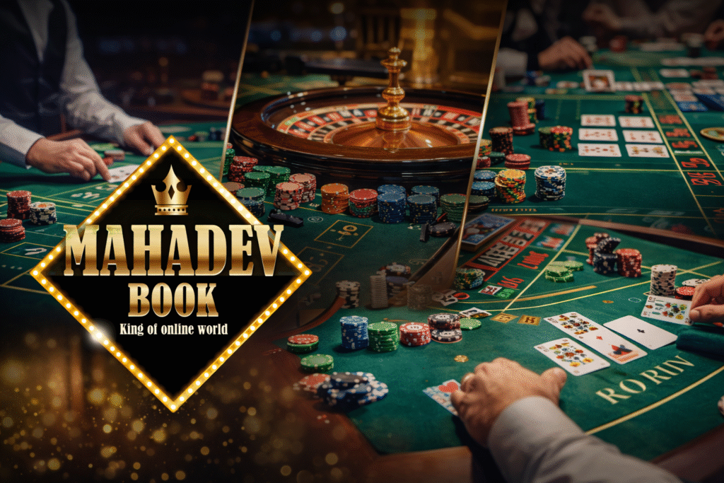 Mahadev Book casino table games including blackjack roulette poker and baccarat online